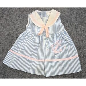 Vintage B.T. Kids Girls Sailor Dress 12 Months Pink Blue Anchor
